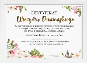 Tanúsítvány Fehér Keret Lánybúcsúra Ros