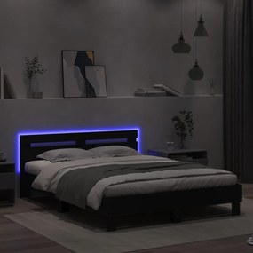 fekete ágykeret fejtámlával és LED-del 140 x 190 cm
