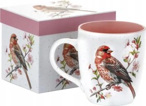 Elegáns porcelán bögre madár és virág motívummal 740 ml kávé tea