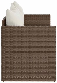 3 személyes barna polyrattan kerti kanapé párnával