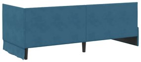 Sarokágy keret fejtámlával Kék 80 x 200 cm Bársony