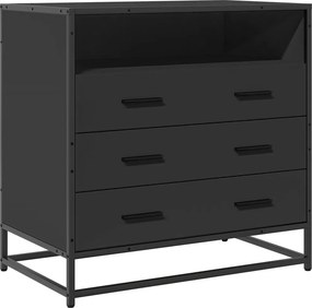 vidaXL fekete szerelt fa fiókos szekrény 70x41x70 cm