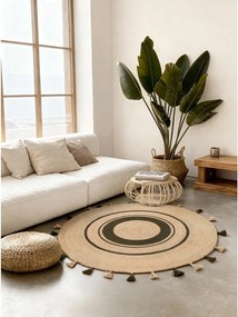Natúr színű kétoldalas-kézi szövésű juta kerek szőnyeg ø 150 cm Basil – Hanse Home