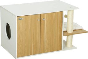 PawHut 3 az 1-ben Macskaalom Bútor, Oldalasztal Macskaalom Doorgal, Párnahuzat, Kaparó és Játék Központ a Nappaliba és a Hálószobába 94x48x50.5 cm Töl