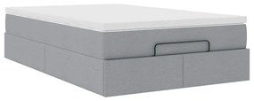 Ottomán ágykeret matraccal világosszürke 120x190 cm szövet