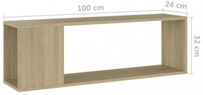sonoma tölgy színű szerelt fa TV-szekrény 100 x 24 x 32 cm