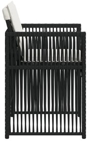 4 db fekete polyrattan kerti szék párnával