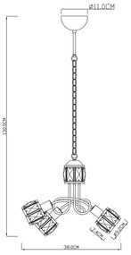 Globo 54356-3H - KRIS LED csillár láncon 3xE14/40W + LED 5W/230V