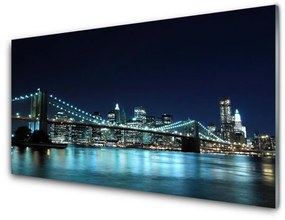 Üvegkép Bridge City Architecture Éjszaka 120x60cm