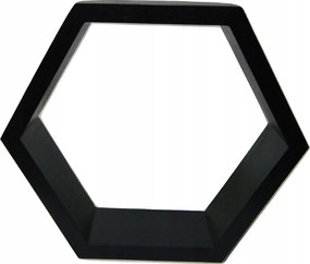 Polc Méhsejt Hexagon Fekete Fenyő Fa