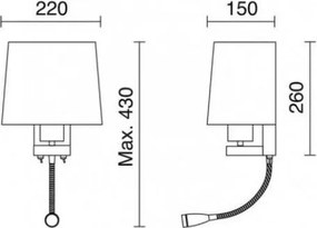Novolux FIRENZE 507A-Y05X1B-35 Fali lámpa 2x60W, 3W/E27, LED 240LM IP20