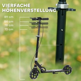 AIYAPLAY gyerek roller, dupla fék, fém váz, lábtartó, összecsukható, fekete