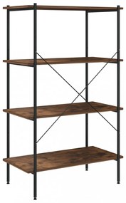 fekete és sötét faszínű 4 szintes polcrendszer 80 x 40 x 130 cm