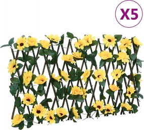vidaXL 5 db sárga bővíthető műborostyánrács 180 x 20 cm