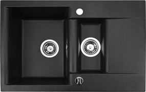 Gránit mosogató Estein 1,5K 78x50 cm másfélmedencés konyhai mosogató