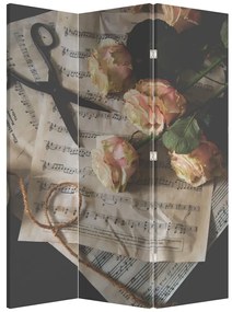 Paraván - A zenei jegyzetek és a rózsák (126x170 cm)