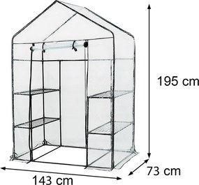Balkon melegház 143x73x195 cm átlátszó