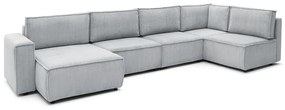 Világosszürke kordbársony sarokkanapé (jobb oldali-"U" alakú) Nihad modular – Bobochic Paris