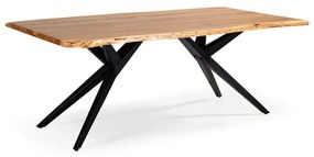 Natúr színű étkezőasztal akácfa asztallappal 100x200 cm Mudri – Marckeric