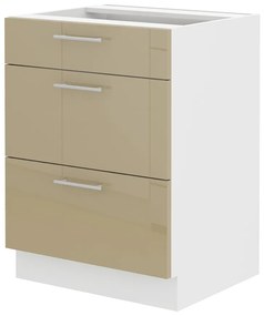 Alsó konyhaszekrény Lavera 60 D 3S BB (fehér + fényes cappucino). 1032387