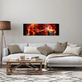 Kép - Zene a lángokban (órával) (90x30 cm)