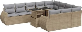 vidaXL 11 részes bézs polyrattan kerti ülőgarnitúra párnákkal