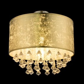 Globo 15187D3 Mennyezeti lámpa,nikkel matt, textil arany akril kristály, áttetsző, ø: 400, H:380, Foglalat típusa:1xE27 60W 230V