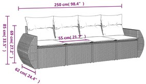 4 részes szürke polyrattan kerti ülőgarnitúra párnákkal