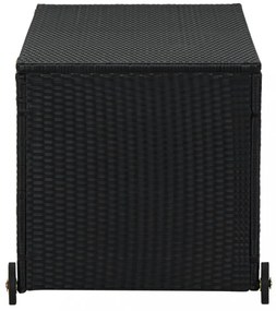 fekete polyrattan kerti tárolóláda 120 x 65 x 61 cm