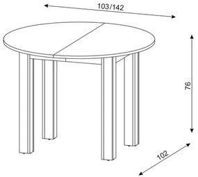 Bővíthető étkezőasztal WILY artisan tölgy/fekete