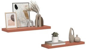vidaXL Falpolc Falra szerelhető 2 pcs Piros 80 x 23,5 x 4 cm Faanyag