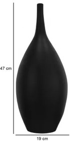 Fekete kerámia váza, 47 cm