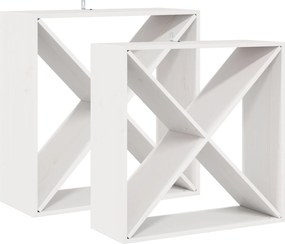 vidaXL Borágas 2 pcs Fehér 62 x 25 x 62 cm Tömör fenyőfa