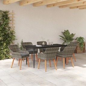 7 részes kerti étkezési garnitúra szürke polyrattan