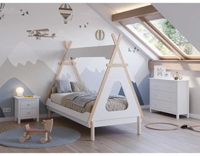 Fehér házikó alakú borovi fenyő gyerekágy 90x190 cm Nora – Marckeric