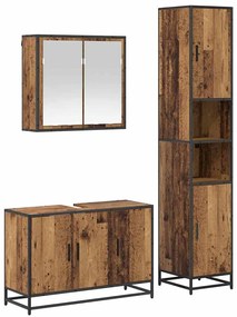 Fürdőszoba bútor szett 3 pcs Régi fa 90 x 33 x 60 cm Faanyag