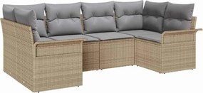 vidaXL Kerti Kanapé Szett párnával tárolóval 6 pcs Bézs Poli rattan