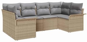 vidaXL Kerti Kanapé Szett párnával tárolóval 6 pcs Bézs Poli rattan
