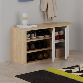 Nova Shoe Bench - Oak, White