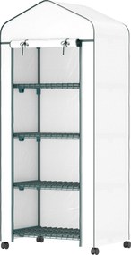 Outsunny Üvegház Görgőkkel, Polcokkal, Télálló Acél Fólia Üvegház, Üvegház Balkónra, Kertbe, Paradicsomház 69 x 50 x 165 cm, Paradicsom Üvegház Paradi