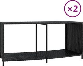 vidaXL 2 db fekete polyrattan tárolópolc