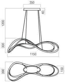 Redo 01-3598 - LED fényerőszabályozható kábeles csillár TEMPEST LED/58W/230V aranyszínű