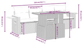 5 részes bézs polyrattan kerti ülőgarnitúra párnákkal