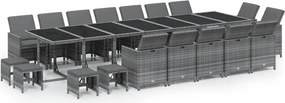 vidaXL 19 részes szürke polyrattan kerti étkezőgarnitúra párnákkal