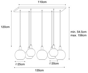 Design lógólámpa fekete aranyszínű üveggel 7 lámpás - Bert