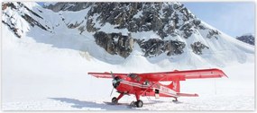 Fotótapéták 211x91 Piros repülőgép a hegyekben