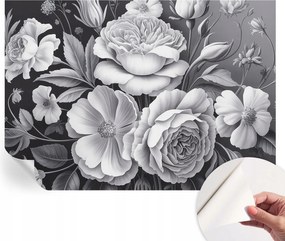 Öntapadós tapéta Divatos 3D fali ragasztóval Szürke virágok 208x146 cm