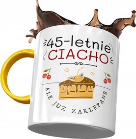 Sárga Bögre Születésnapra 45 45-es 45-ös Ajándék Nyomtatott Fotóval