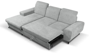Kihúzható L alakú kárpitozott sarokkanapé ALTA, balos, szürke, tárolóval