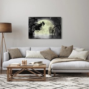 Kép - Telihold a felszín felett, fekete-fehér változat (90x60 cm)